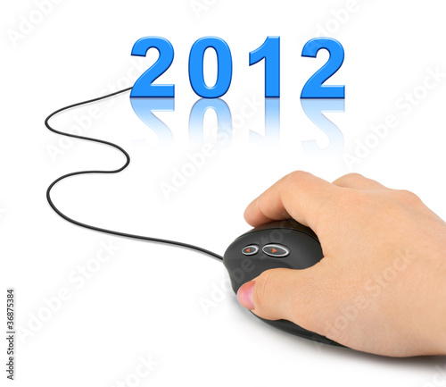 Obraz na płótnie Hand with computer mouse and 2012