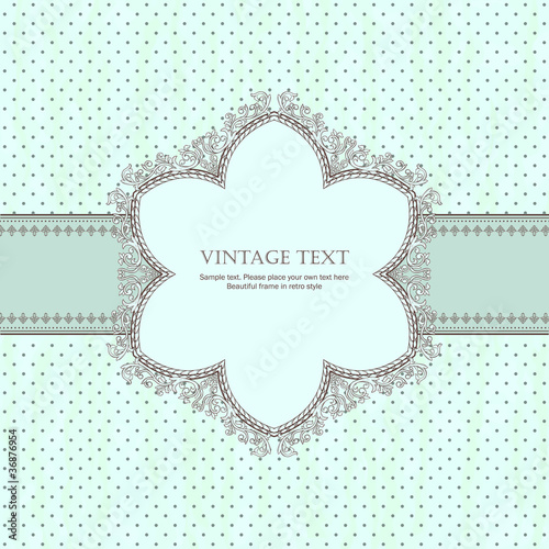 Vintage frame with shadow on polka-dot background