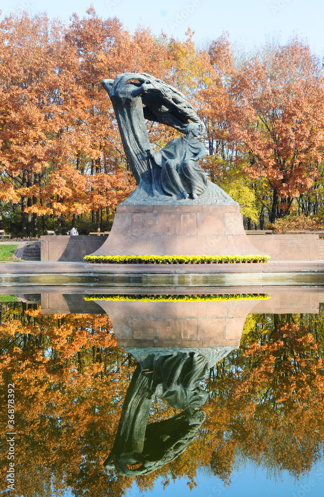 Naklejka premium Frederic Chopin monument in Royal Baths park in Warsaw, Poland