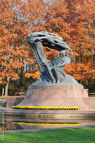 Frederic Chopin monument in Royal Baths park in Warsaw, Poland