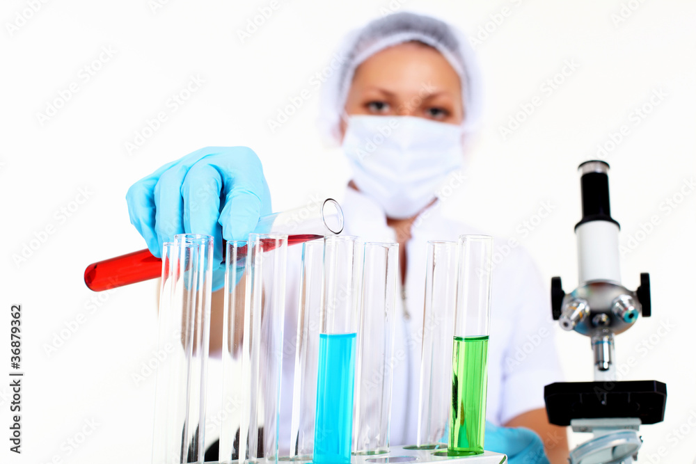 Female scientist in a chemistry laboratory Female scientist in a chemistry laboratory
