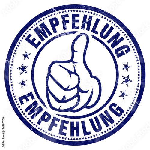 empfehlung stempel button daumen hoch oben grunch