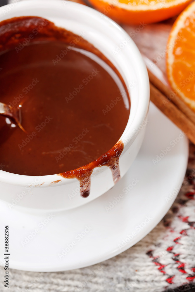hot chocolate with mandarin and cinnamon
