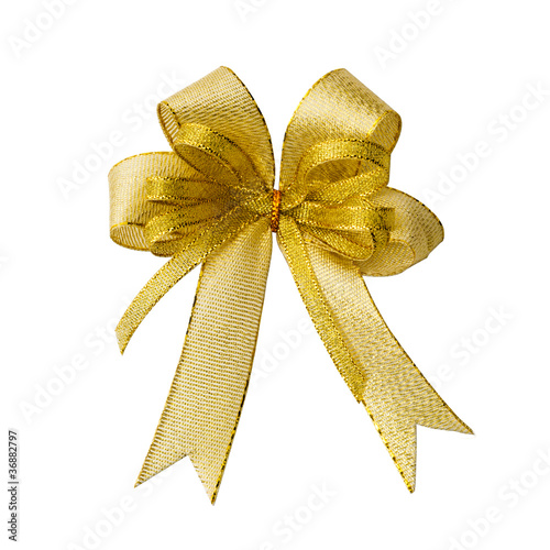 Gold ribbon bow for gift box