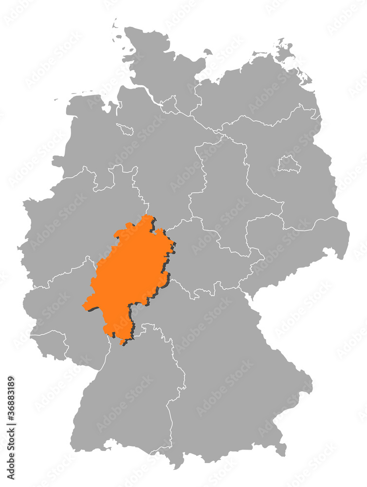 Map of Germany, Hesse highlighted Map of Germany, Hesse highlighted