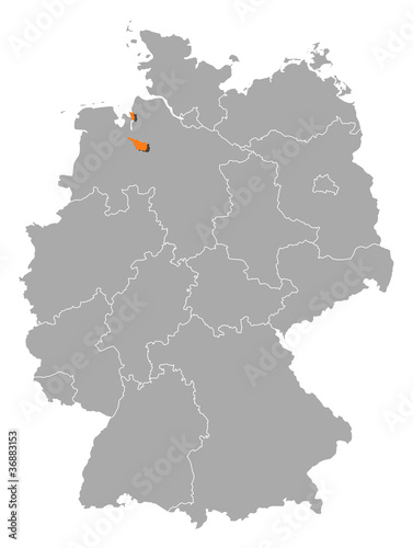 Map of Germany  Bremen highlighted