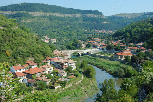 Old Veliko Tarnovo panorama from Tsarevets hill  Bulgaria