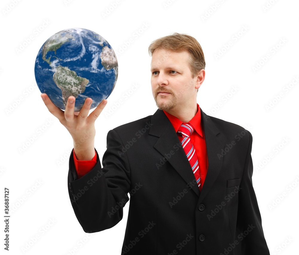 Man holding Earth globe in his hand Man holding Earth globe in his hand