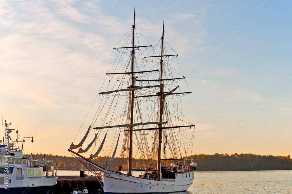 Tall ship at pier  Oslo Fjord