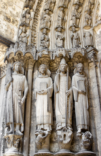 gothic saints sculptures in Chartres cathedral