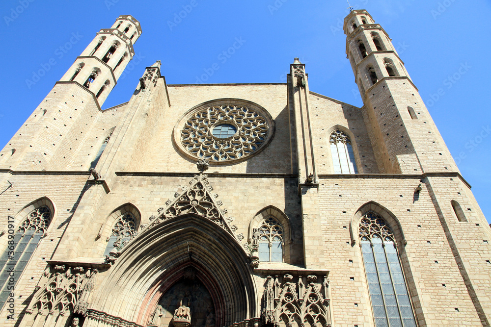 Santa Maria del Mar  church old town Barcelona Catalonia Spain