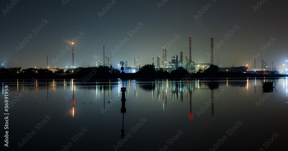 Industrial skyline reflections