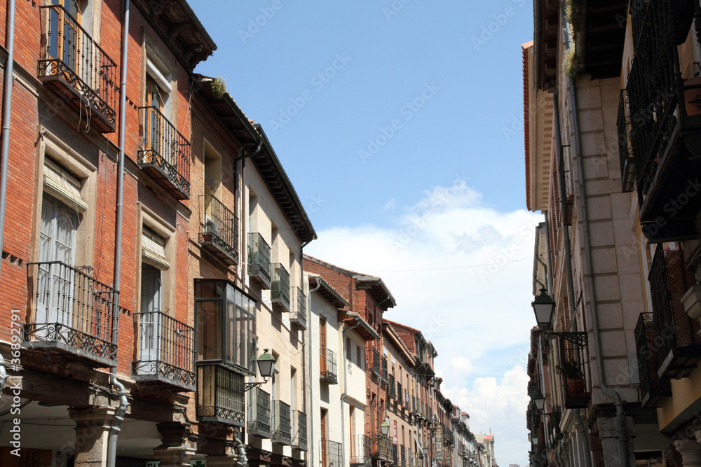 Main Street of Alcala de Henares town Madrid province Spain