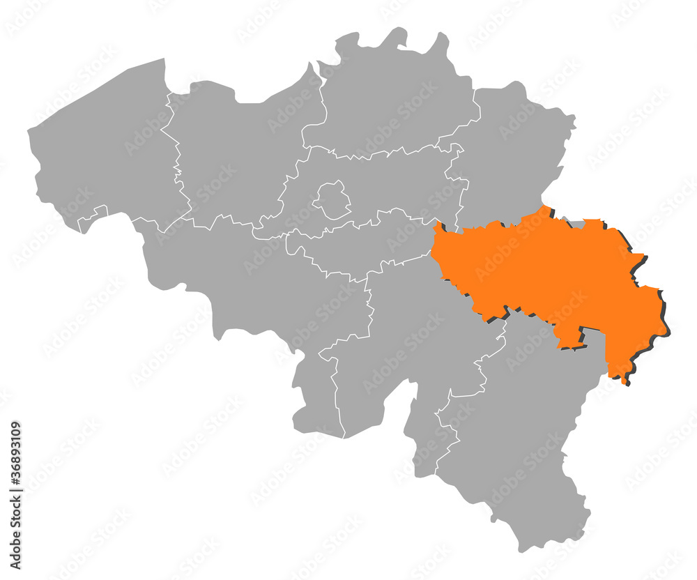 Map of Belgium, Liège highlighted