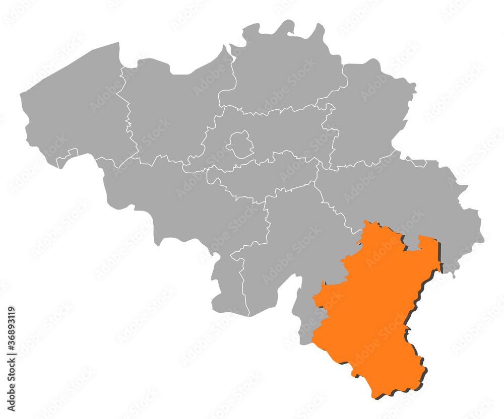Map of Belgium, Luxembourg highlighted