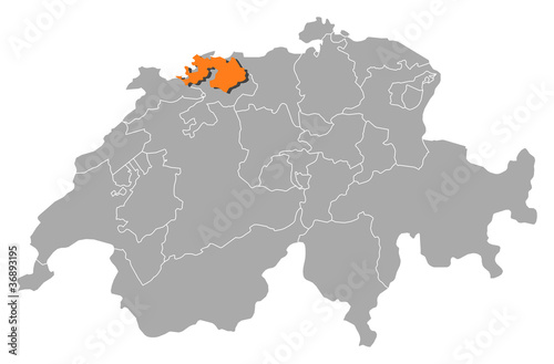 Map of Swizerland  Basel-Landschaft highlighted