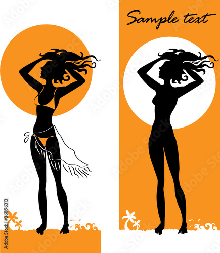 Dark-skinned girl standing on the beach