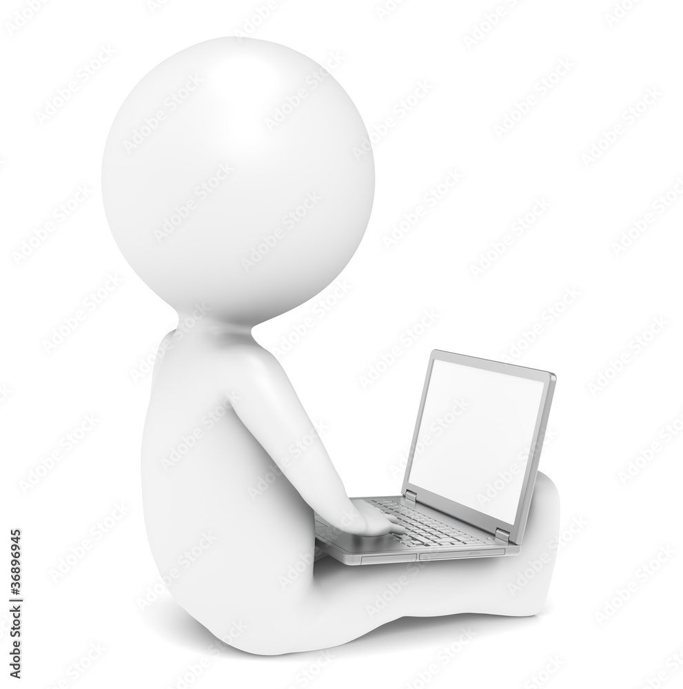 3d little human character with Laptop 3d little human character with Laptop