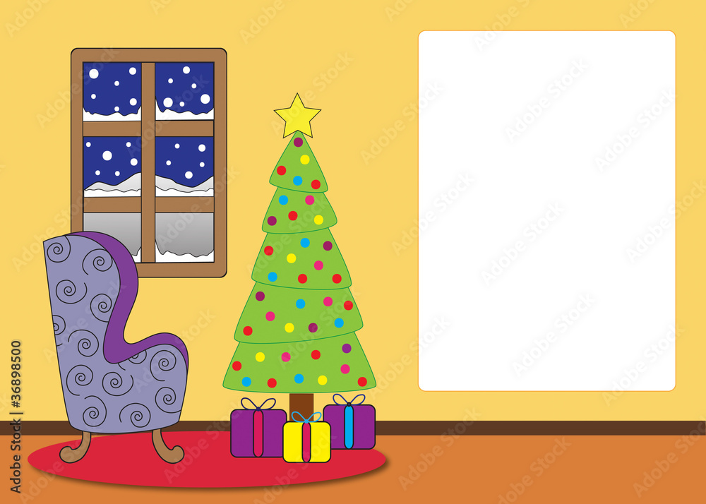Christmas Living Room Cartoon Stock