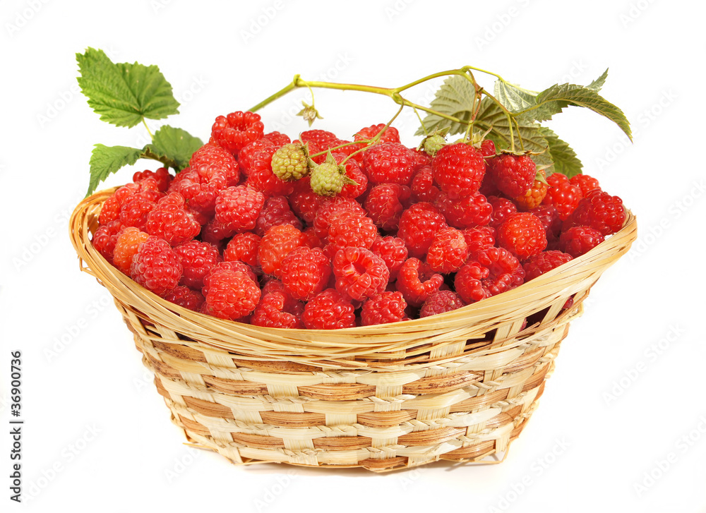 Ripe raspberry lies in a basket Ripe raspberry lies in a basket