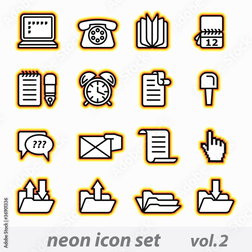 Neon icon set(vector, CMYK)