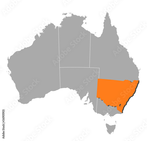 Map of Australia, New South Wales highlighted