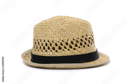 Wicker straw hat isolated