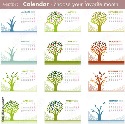 2012 Tree Calendar Set