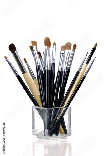 cosmetic brushes in cup
