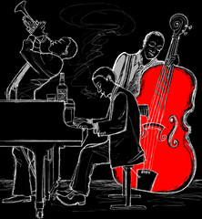 Wandcirkels Muziekband Sfeervolle jazzband in concert  © Isaxar