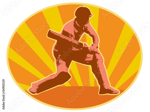 cricket sports batsman batting retro