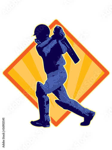 cricket sports batsman batting retro
