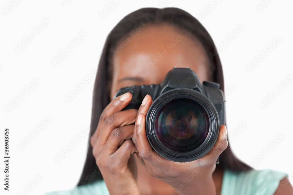 Close up of young female photographer Close up of young female photographer