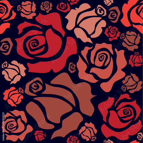 seamless pattern of red roses - illustration