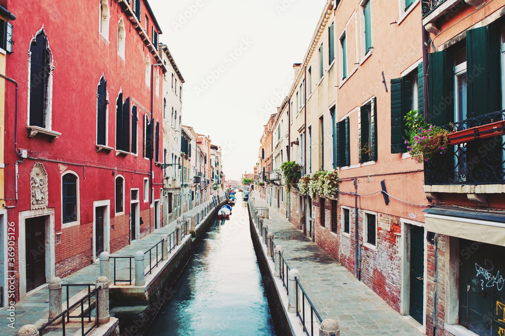 Typical street of Venice, Italy.