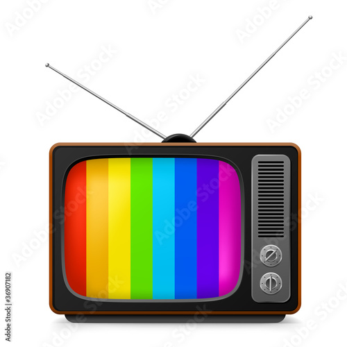 Realistic vintage TV with color frame