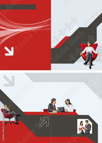 Template for advertising brochure with business people