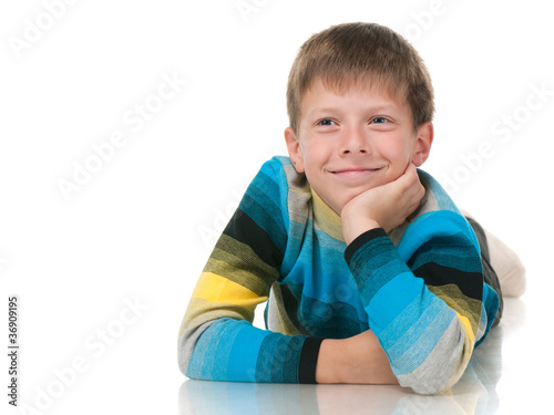 Smiling boy in striped shirt