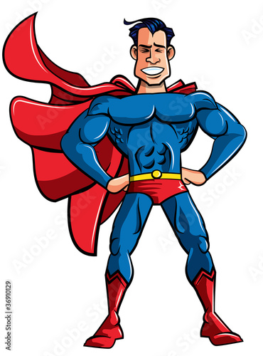 Carton superhero in classic pose