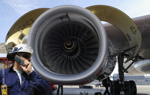 engineer and large jet engine