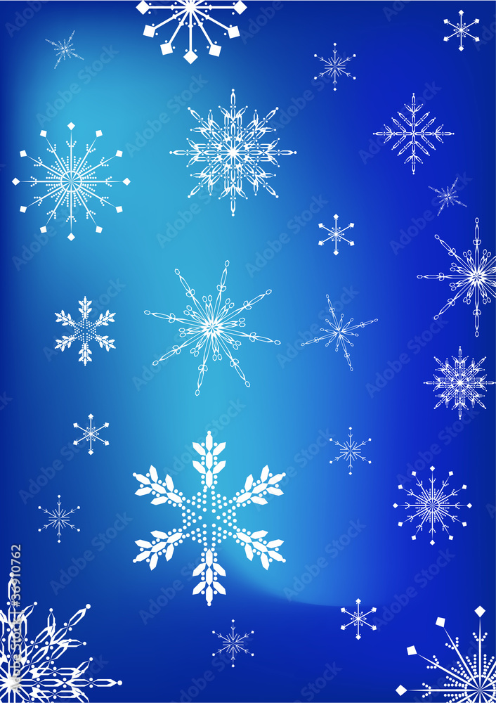 white and blue snowflakes illustration