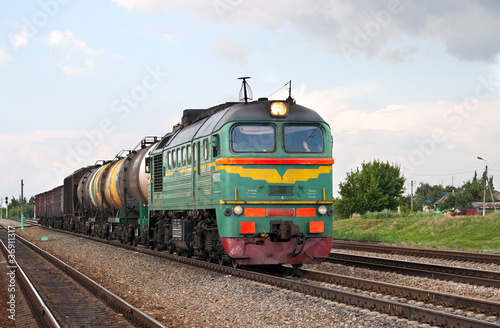Russian freight diesel train
