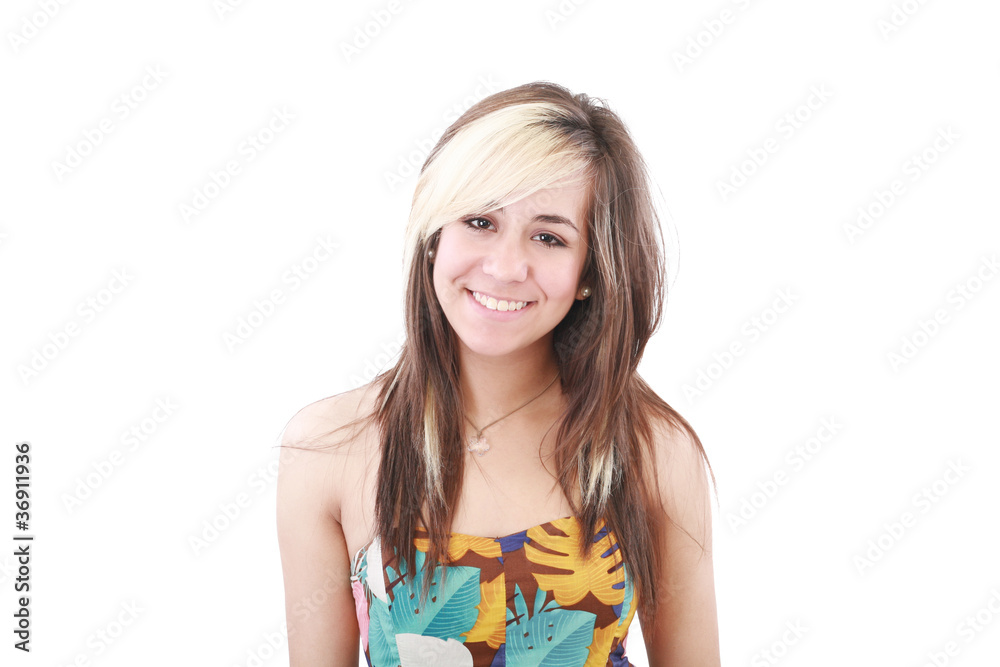 Portrait of a beautiful teenager girl with long hairs - isolate Portrait of a beautiful teenager girl with long hairs - isolate