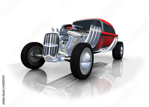 Hot Rod automobile rouge 3D