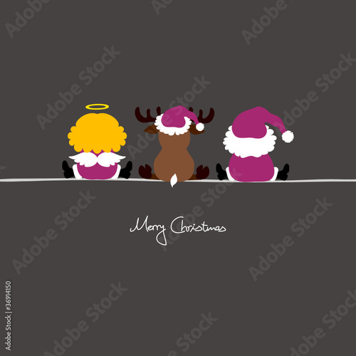 Santa, Angel & Reindeer Purple/Grey