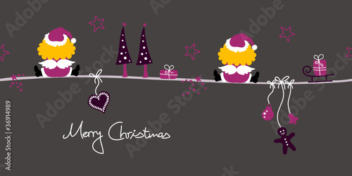 2 Angels Santa´s Hat & Symbols Purple/Grey