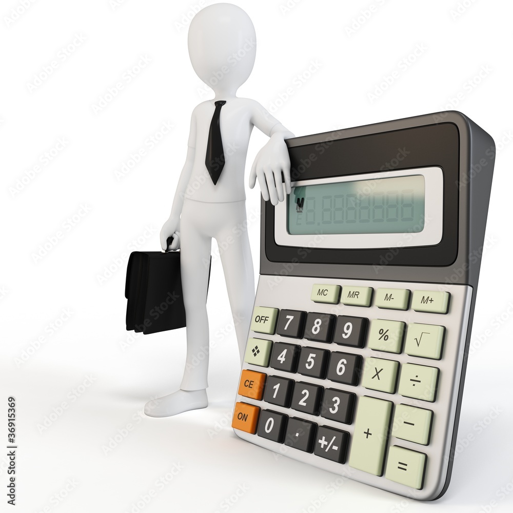 3d man businessman with calculato 3d man businessman with calculato