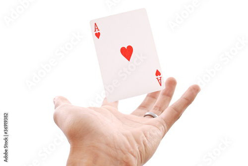 Floating Ace of Hearts in Hand