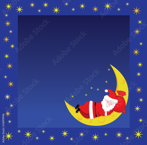 Christmas frame wiht sleeping Santa