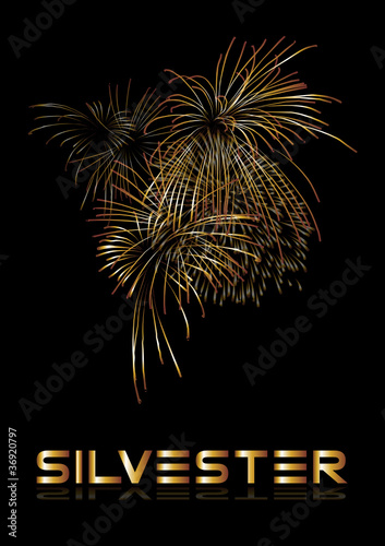 silvester, feuerwerk , gold